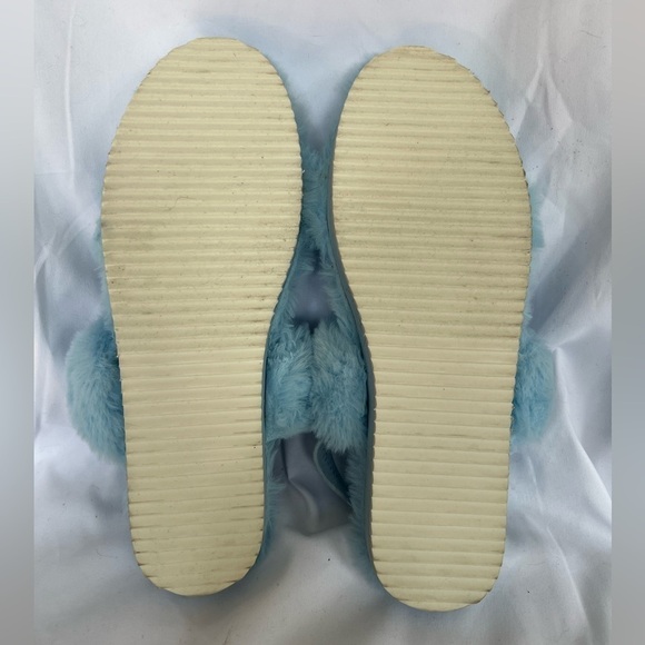 Abound Blue Furry Sling Back Slides Slippers 10 - Picture 6 of 8
